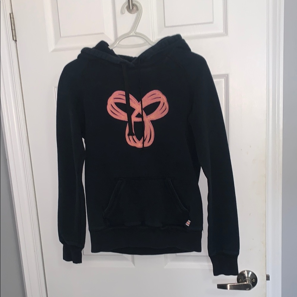 TNA Black Hoodie with Pink Stitched Graphic